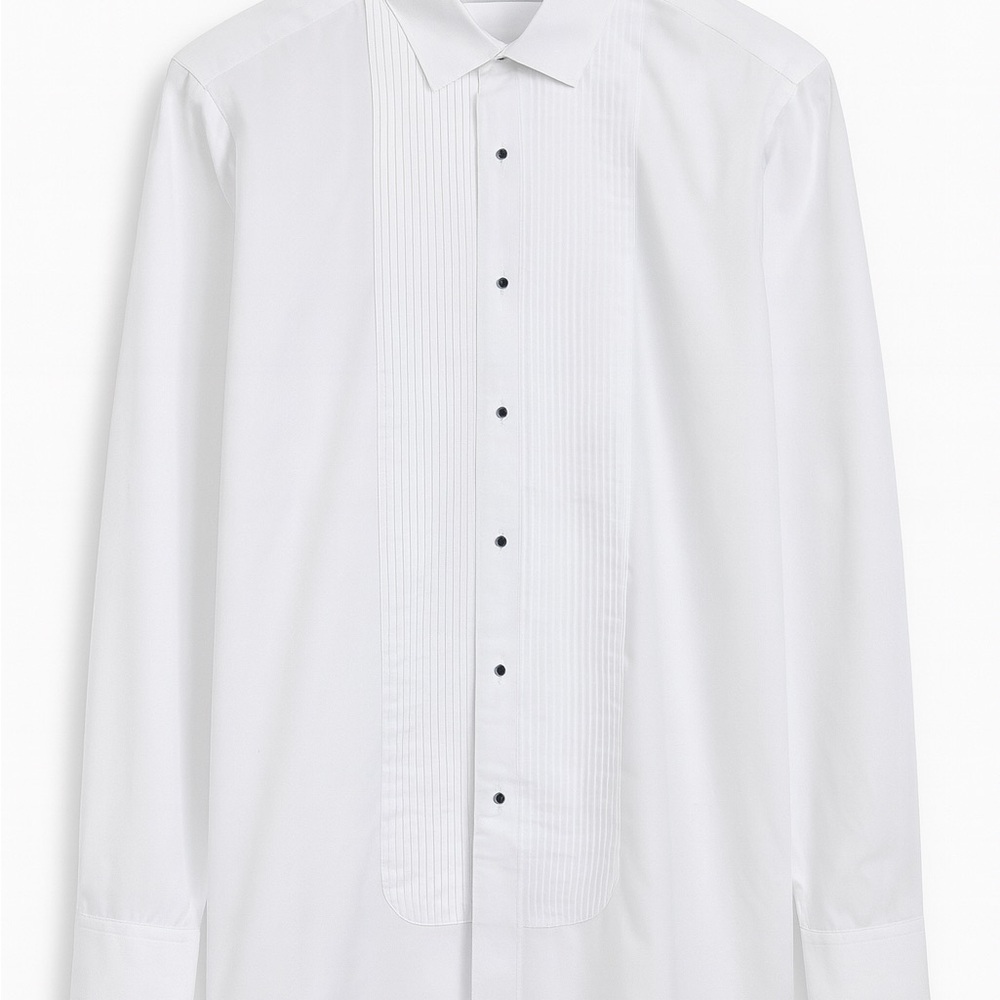 Men’s White Pleated Tuxedo Dress Shirt | Southeastern Formal Wedding Prom